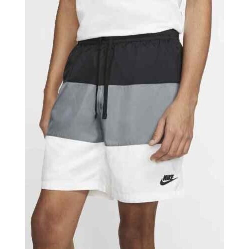 Nike Vintage Rare Mens Novelty Club Woven Track Shorts Nylon Shiny Black Gray Sm